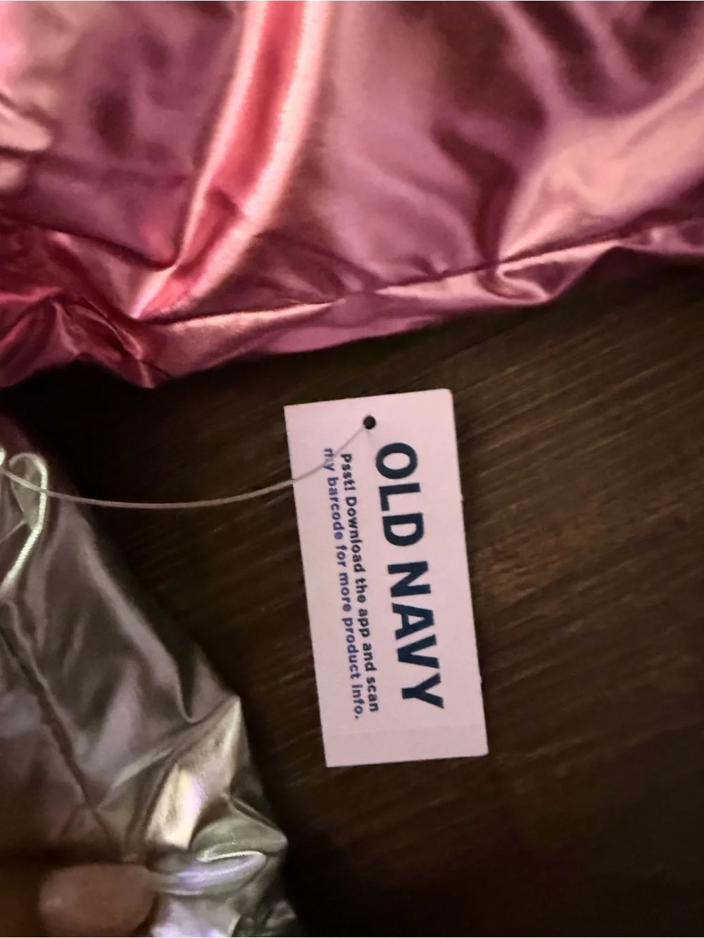 Old Navy Metallic Pink and Silver Puffer Jacket NWT